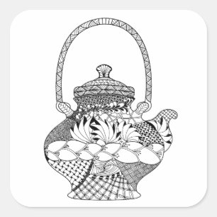 Adesivo Quadrado Teapot Doodle