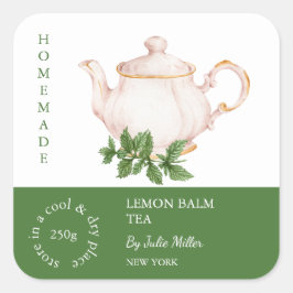 Adesivo Quadrado Teapot Lemon Balm Tea Label