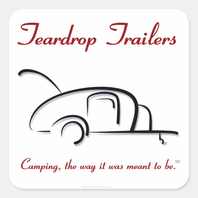 Adesivo Quadrado Teardrop Trailers Versão Vermelha (Frente)