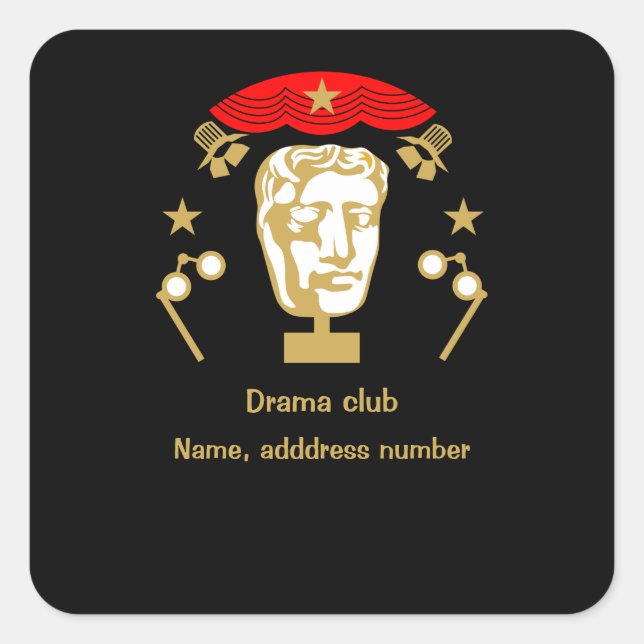 Adesivo Quadrado Teatro de Atuação Clube de Drama (Frente)