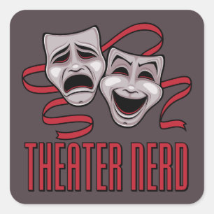 Adesivo Quadrado Teatro de Comédia e Tragédia Fã de Teatro