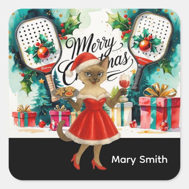 Adesivo Quadrado Teatro de Natal de Pickleball para os amantes de G (Frente)