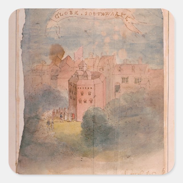 Adesivo Quadrado Teatro Globo, Southwark (Frente)