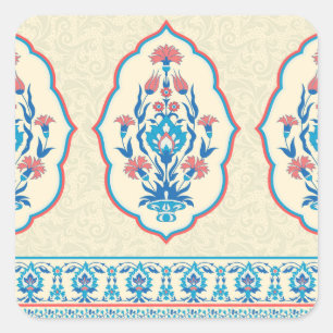 Adesivo Quadrado Tecido Étnico Floral: Elegância Invisível