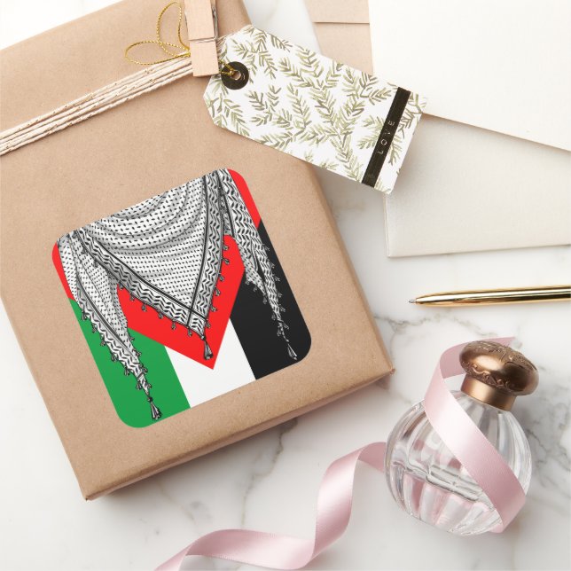 Adesivo Quadrado Tecido Tradicional do Keffiyeh Scarf Palestino (Presentear)