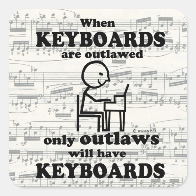 Adesivo Quadrado Teclados com Vinheta Quadrada Não Autorizada (Frente)