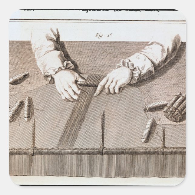 Adesivo Quadrado Técnica de Basse-Lisse na tapeçaria Gobelins (Frente)