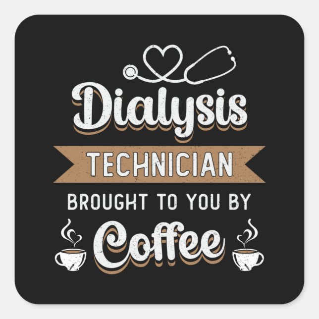 Adesivo Quadrado Técnica De Diálise Trouxe Café Nefrologia Tech (Frente)