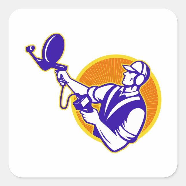 Adesivo Quadrado Técnico De engenheiro Com Sonar Dish Ultrassônico (Frente)