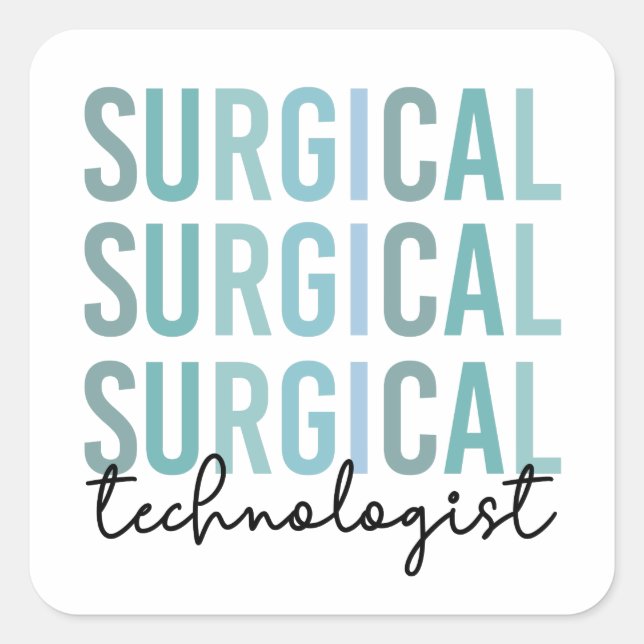 Adesivo Quadrado Tecnologia Cirúrgica Surgical Tech Cirurgia Técnic (Frente)