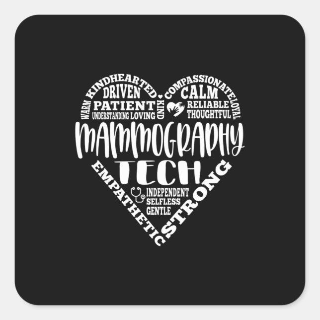 Adesivo Quadrado Tecnologia de mamografia, tecnólogo Mammo (Frente)