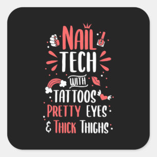 Adesivo Quadrado Tecnologia Nail com Tatuagens