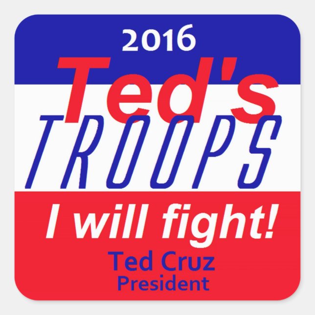 Adesivo Quadrado Ted Cruz 2016 (Frente)