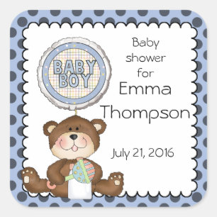 Adesivo Quadrado Teddy Bear Blue com Black Boy