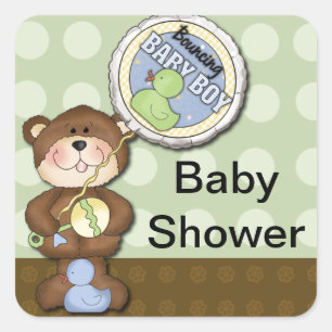 Adesivo Quadrado Teddy Bear Boy Brown Green
