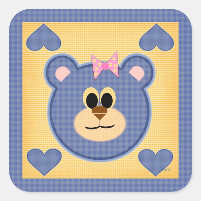 Adesivo Quadrado Teddy Bear Love Sticker (Frente)