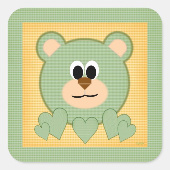 Adesivo Quadrado Teddy Bear Love Sticker (Frente)
