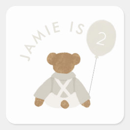 Adesivo Quadrado Teddy Bear Picnic Baby Birday
