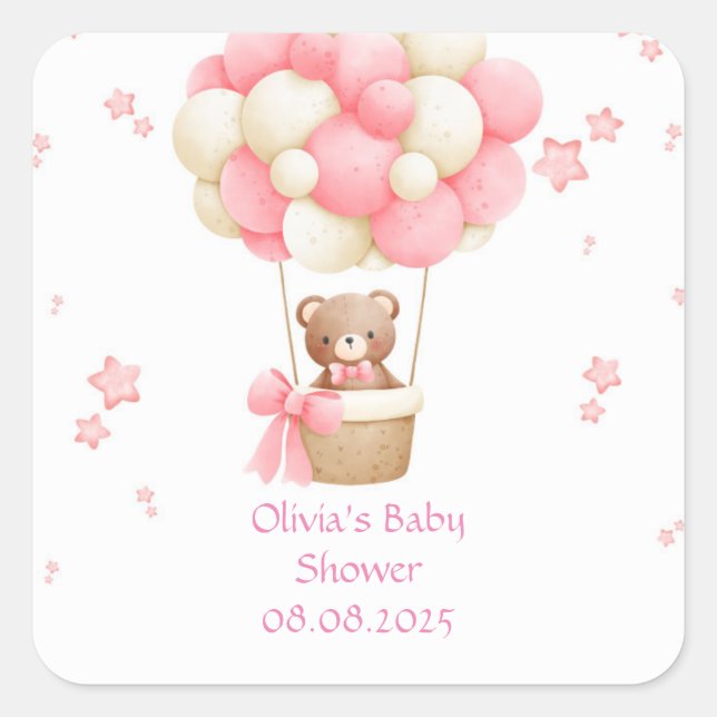 ADESIVO QUADRADO TEDDY BEAR PINK  (Frente)