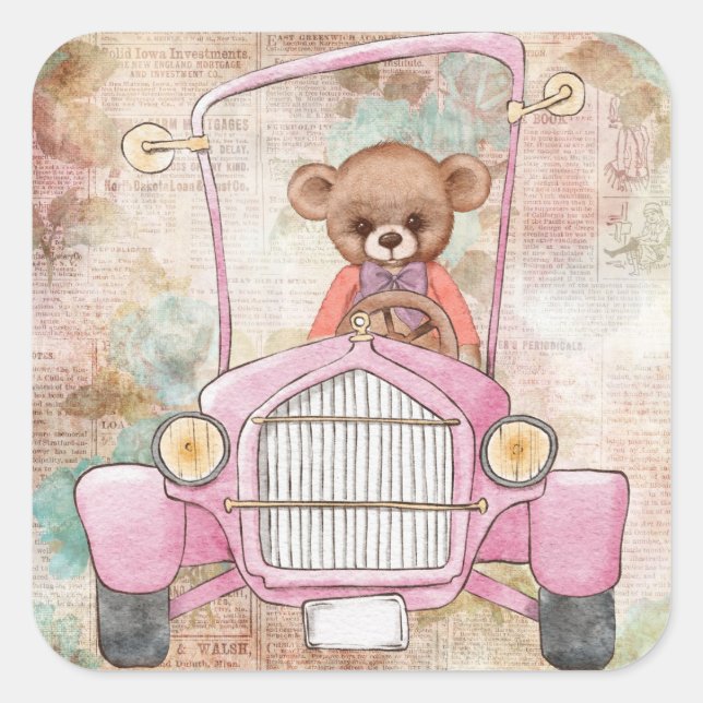 Adesivo Quadrado Teddy Bear Sticker (Frente)