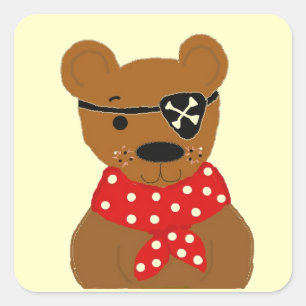 Adesivo Quadrado Teddybear Pirate