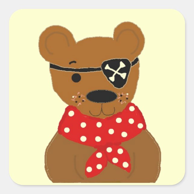 Adesivo Quadrado Teddybear Pirate (Frente)