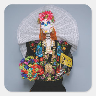 Adesivo Quadrado Tehuana Catrina mexicana