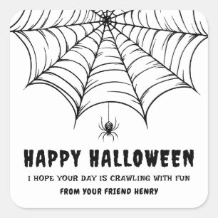 Adesivo Quadrado Teia de Aranha de Halloween