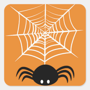 Adesivo Quadrado Teia de Aranha de Halloween