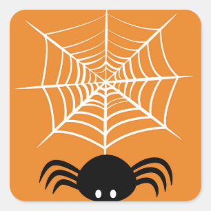 Adesivo Quadrado Teia de Aranha de Halloween