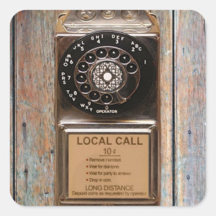 Adesivo Quadrado Telefone antigo telefone celular com telefone rota