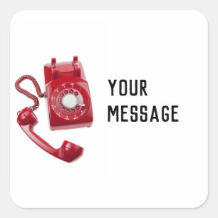 Adesivo Quadrado Telefone Rotativo Vermelho