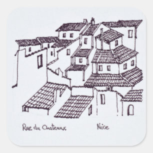 Adesivo Quadrado Telhados da Rue de Chateaux Nice, França