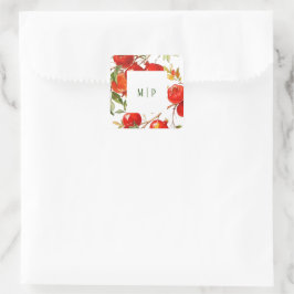 Adesivo Quadrado Tema aquarela de romãs Cores vivas