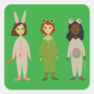 Adesivo Quadrado Tema bonito dos amigos do pyjama das meninas