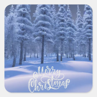 Adesivo Quadrado Tema da Floresta de inverno Natal