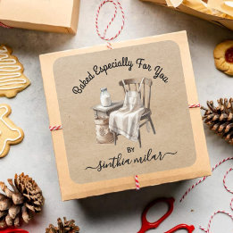 Adesivo Quadrado Tema de Baking Vintage Feito por VOCÊ Dotando Etiq