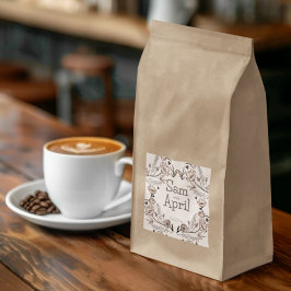 Adesivo Quadrado Tema de Casamento Floral Brown