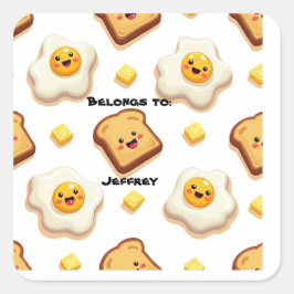 Adesivo Quadrado Tema de Comida Personalizável Pertence ao Pacote d