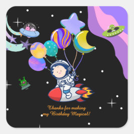 Adesivo Quadrado Tema de Festa de Aniversário Espacial | Decoração