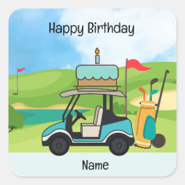 Adesivo Quadrado Tema de Golf Birthday para o Partido de Golfe Infa