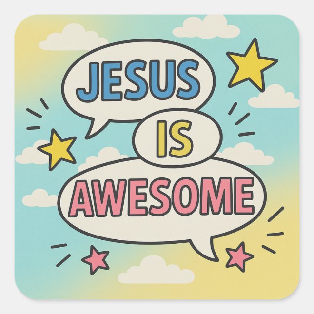 Adesivo Quadrado Tema de louça de partido cristão (Frente)