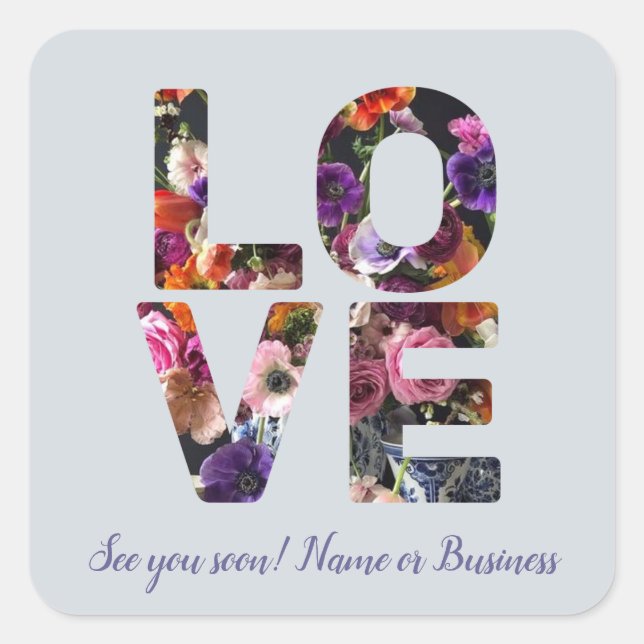 Adesivo Quadrado Tema de Namorados LOVE Fator de Foto Personalizáve (Frente)