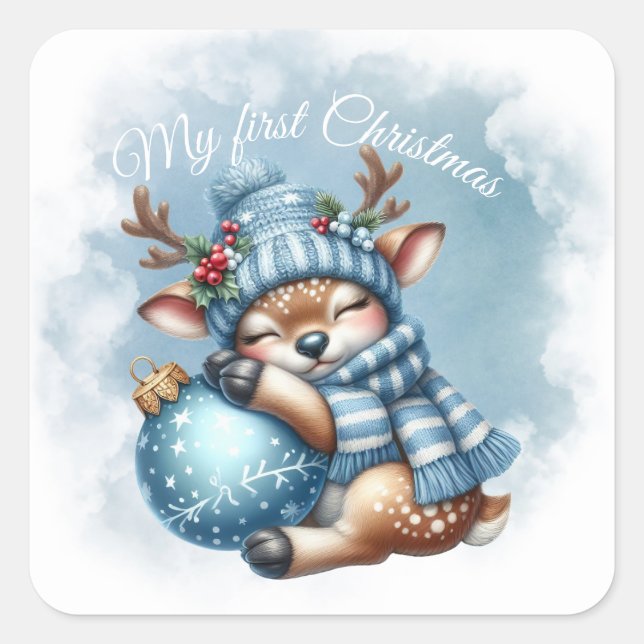 Adesivo Quadrado Tema de Natal Colorido Moderno (Frente)