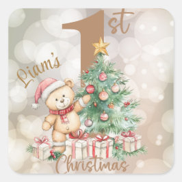 Adesivo Quadrado Tema de Natal Colorido Moderno