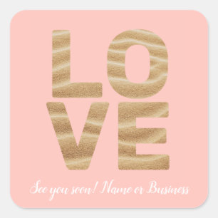 Adesivo Quadrado Tema do Dia dos Namorados LOVE Personalizável com 