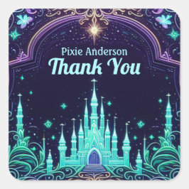 Adesivo Quadrado Tema do Partido Fada Brilhante - Conto de Feira De