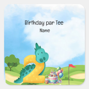 Adesivo Quadrado Tema do segundo aniversário de Golfe para o Partid