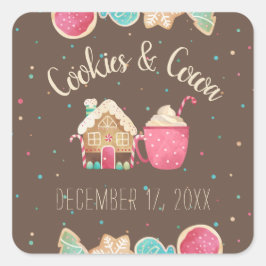 Adesivo Quadrado Tema Festivo da Festa de Bolachas de Natal