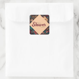 Adesivo Quadrado Tema Floral Escuro e Rico para Chá de Noiva